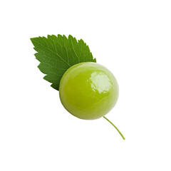 Indian gooseberry with leaf on white background. top view.