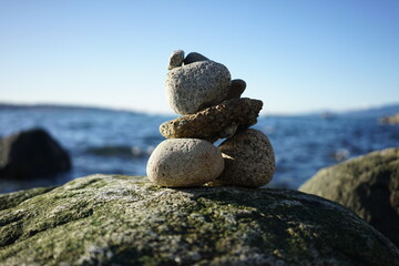 stack of stones on beach