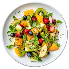 Mixed fruit salad isolated on transparent background