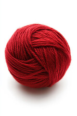 Red ball of wool on white background