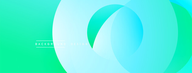 Abstract background with overlapping circles. Gradient colors transition from green to blue. Minimalist design for digital projects. Smooth shapes create modern aesthetic.