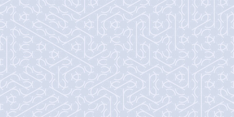 Elegant seamless pattern background with intricate geometric and floral elements in a soft grayish-blue tone. Ideal for Islamic art, decorative designs, wallpapers, and textile prints.