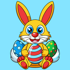 Fototapeta premium easter bunny with easter eggs