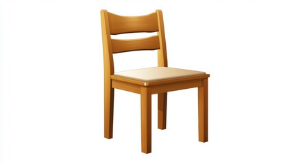 Simple wooden chair with a padded seat designed for comfort enhancing modern interior spaces and cozy environments, isolated on white background