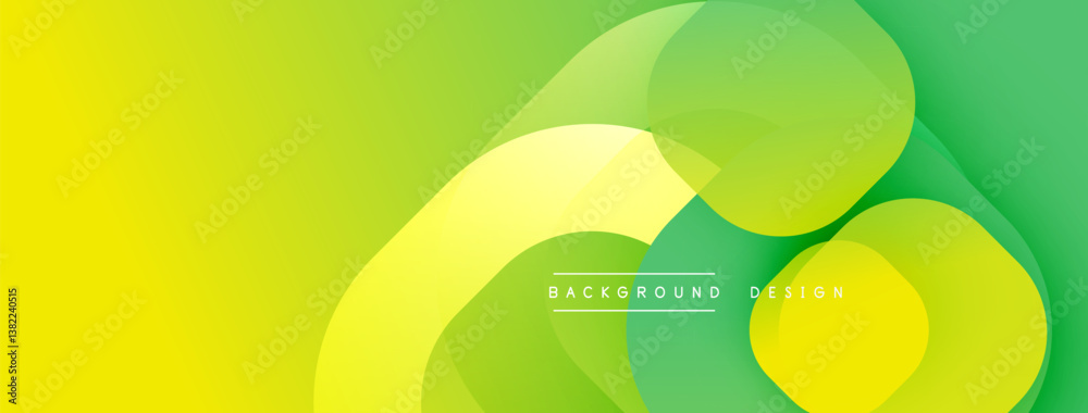 Aufkleber Bright green yellow gradient. Overlapping circles create abstract shapes. Modern design, smooth transitions, vibrant colors. Minimalist aesthetic.