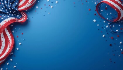 American Flag and Stars with Blue Background for Patriotic Holidays