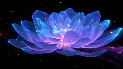 Obraz premium A glowing, ethereal lotus flower with vibrant colors against a cosmic background.