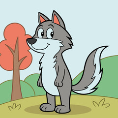 Obraz premium vector illustration of a cartoon fox