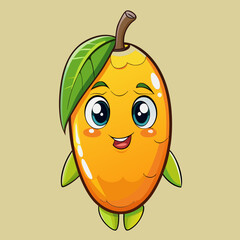 cartoon mango with a smile