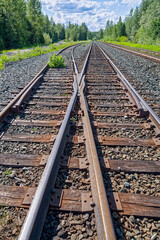 Fototapeta premium Railroad tracks and the siding at Loos in British Columbia, Canada