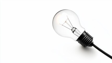 Vintage light bulb illuminating a minimalist workspace highlighting the simplicity of design in modern decor, isolated on white background