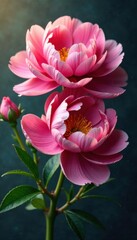 Beautiful peony and rose combination , background, delicate, petals