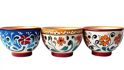 Hand-painted Ceramic Bowls: Vibrant Floral Designs, Exquisite Craftsmanship, Beautiful Home Decor, Perfect Gift, Tabletop Accent.