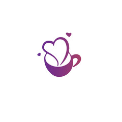 coffee love shop logo heart coffee 