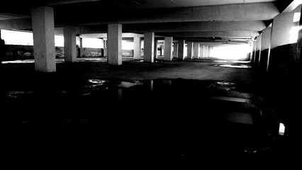 dark basement black and white