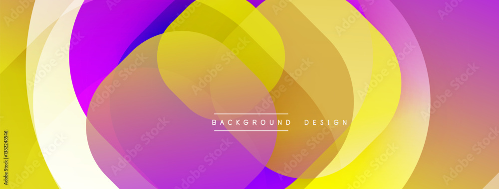 Aufkleber Colorful abstract design. Overlapping circles create vibrant gradients. Smooth transitions between purple, yellow, orange hues. Modern aesthetic.