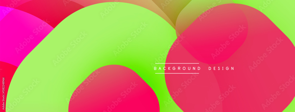 Poster Bright abstract shapes overlap. Vivid colors blend, creating dynamic visual experience. Smooth gradients suggest movement, modern aesthetic.