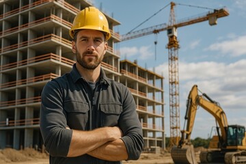 Construction site engineer portrait