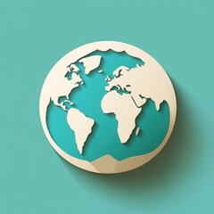 Creative Paper Cutout Style Illustration of the Earth with Blue and Beige Colors for Modern Design, Travel, Environment, and Education Themes