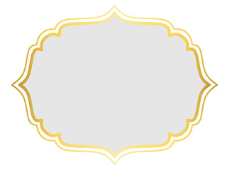 Golden Islamic Label Frame, Blank Banner with Gold Border 