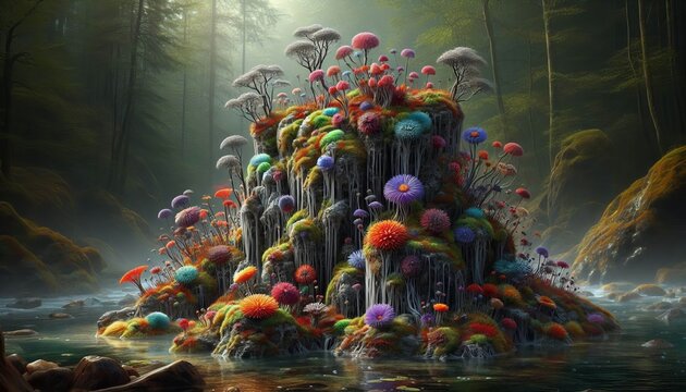 Amphibolite Alive III The dense dark amphibolite is alive with v