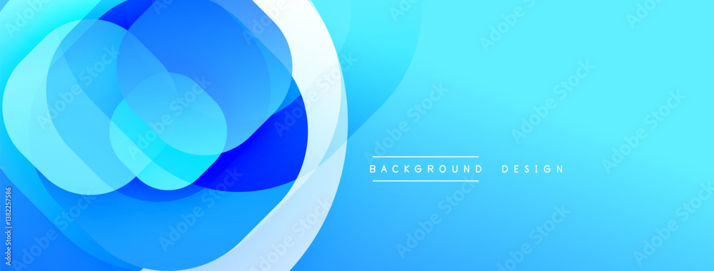 Poster Blue abstract shapes overlap. Smooth gradients create dynamic visual effect. Clean design suitable for backgrounds, presentations, branding.