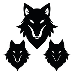 Fototapeta premium set-of-4-wolf-head-logo-icons-of-silhouette-black-(1).eps