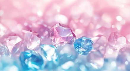 Beautiful arrangement of faceted gems in shades of pink and blue