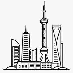 Obraz premium shanghai-skyline--vector-icon--only-using-line-str(1).eps