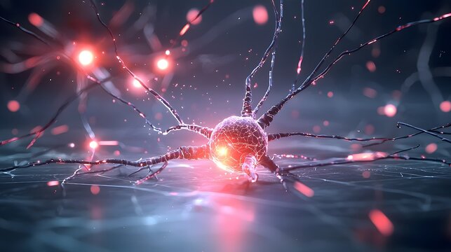 Futuristic neural scan visualization showing the dynamic electric activity of the brain as stress levels decrease in real time