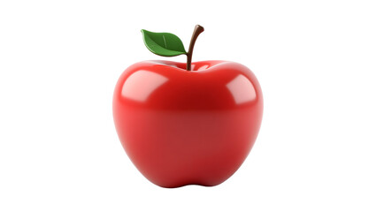 Red Apple Illustration with Green Leaf on Black Background for Design