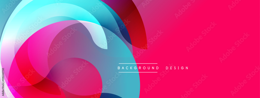Poster abstract vibrant shapes overlap. pink, blue, red hues create dynamic composition. modern design, smo