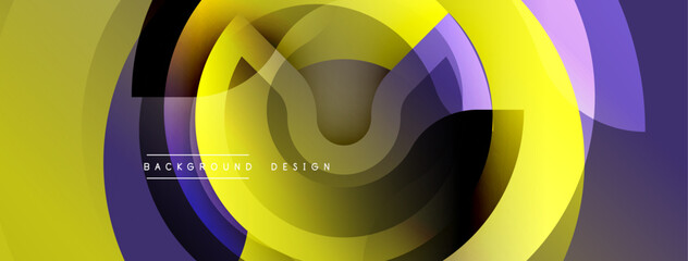 abstract colorful design. layered shapes create dynamic composition. purple, yellow hues dominate. modern aesthetic. smooth gradients, flowing forms.