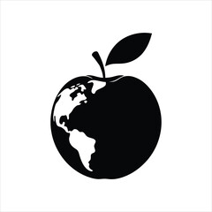World Food Day Concept Apple Earth Silhouette Vector