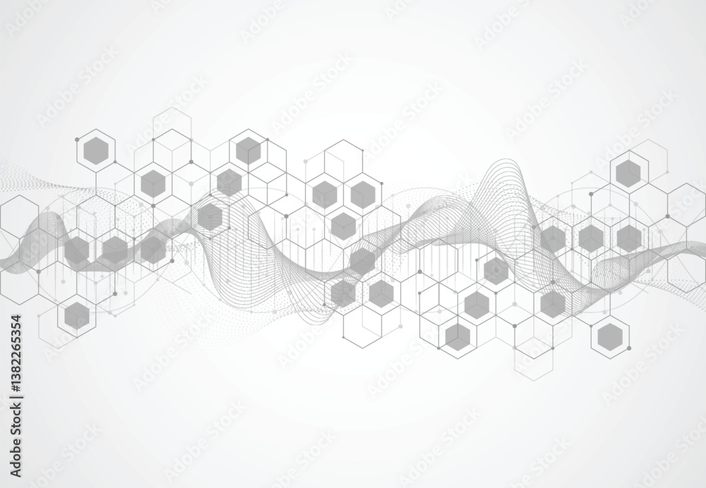 Wall mural abstract science template background. technology lines and dots connection. wallpaper or banner with
