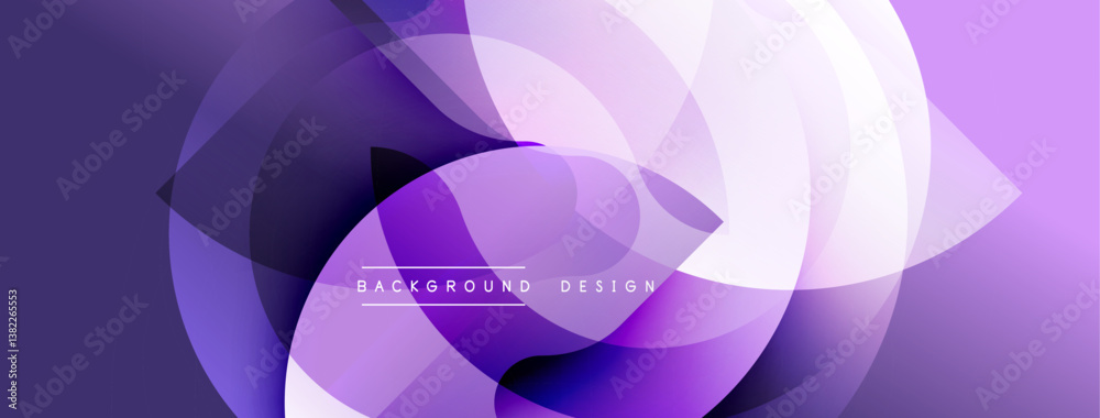 Poster abstract purple design. overlapping circles create dynamic flow. smooth gradients offer modern aesth