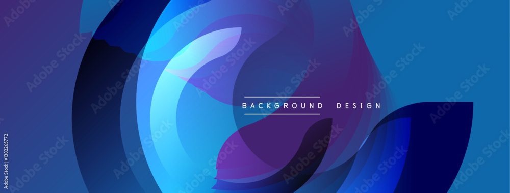 Aufkleber abstract design. overlapping shapes create dynamic composition. blue, purple hues dominate. modern a