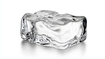 Single Rectangular Ice Cube Against White Background