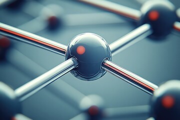 Spherical nodes connected by metallic rods in network