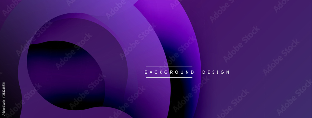 Aufkleber Purple abstract shapes overlap creating dynamic composition. Smooth gradients suggest depth, modern design. Minimalist aesthetic, vibrant colors.