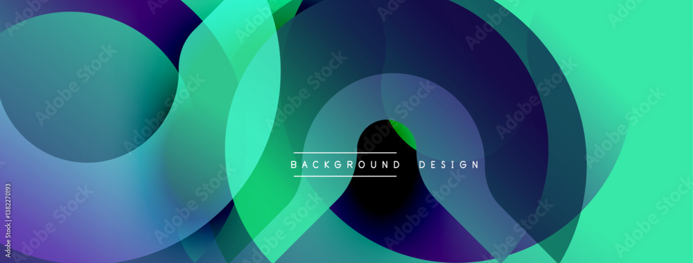 Leinwandbilder Abstract background. Overlapping circles create dynamic composition. Gradient colors blend, forming modern design. Minimalist aesthetic, vibrant hues.