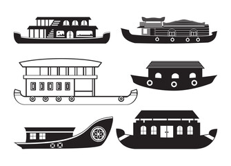 Naklejka premium Houseboat vector, Houseboat clipart, Houseboat silhouette