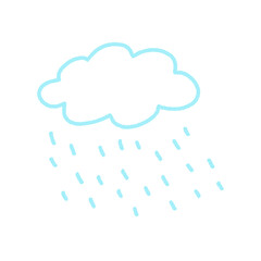 Doodle style cute rain cloud illustration icon