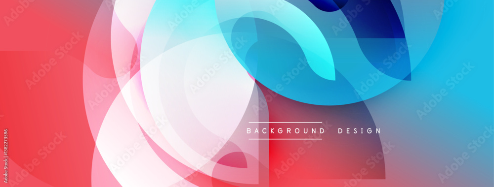 Aufkleber abstract shapes overlap, creating vibrant blue, red, white gradients. modern design, smooth transiti