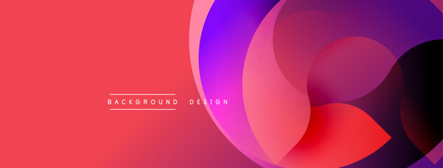 Abstract vibrant design. Overlapping circles create dynamic composition. Gradient colors blend smoothly. Modern aesthetic for digital projects.