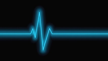 Heartbeat of Life: A striking neon blue heartbeat rhythm against a black background, symbolizing life, health, and the vital energy.