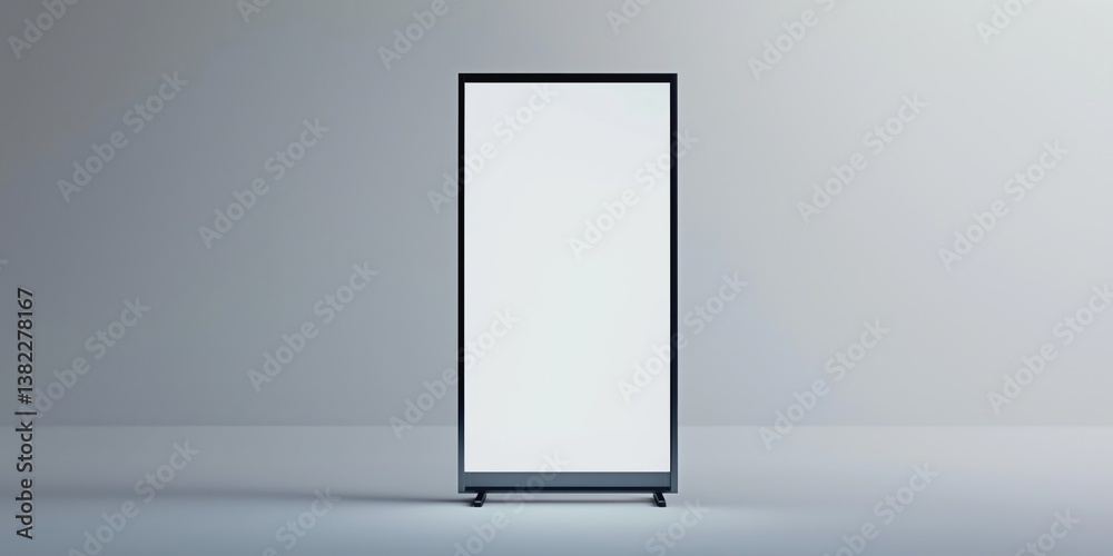 Wall mural minimalist vertical display screen in modern setting with blank white space