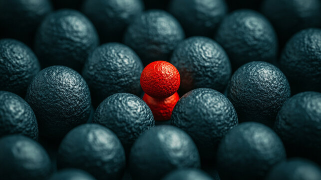 A single vibrant individual stands apart from a uniform group, symbolizing uniqueness, confidence, and individuality in a modern world that values originality and bold self-expression