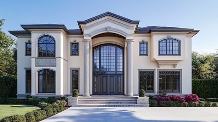 Fototapeta premium Modern House Design Highlighted in a Close Up, Realistic Front View