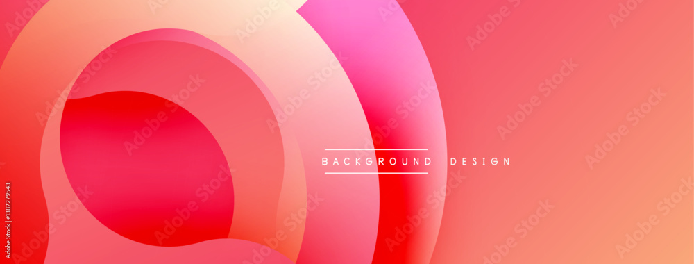 Aufkleber Abstract design. Overlapping circles create dynamic composition. Gradient shades of pink, red, orange. Modern aesthetic. Minimalist style. Smooth transitions.